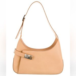 Ferragamo - Vintage Gancini Buckle Leather Shoulder Bag in Tan